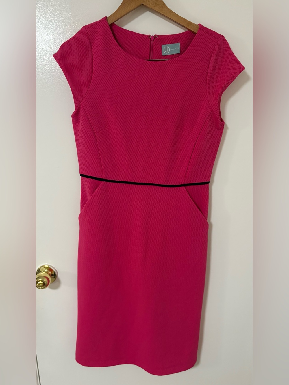 Liz Lange Magenta Sheath Dress with Black Waist Piping